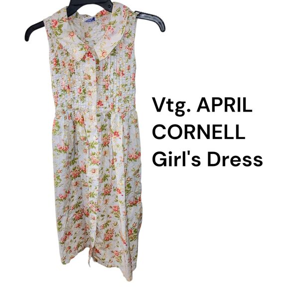 APRIL CORNELL CORNELLOKI Vtg 9/10 Pleated Floral Pink Cottagecore Tie Back Dress - Picture 1 of 8